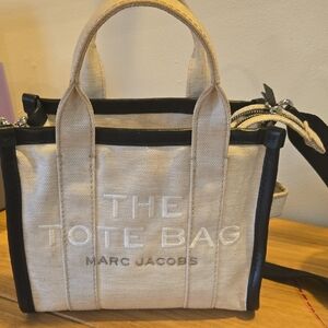 Marc Jacobs Cream and Black Canvas Tote